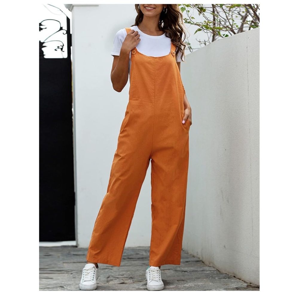 Bib Overalls Baggy Wide Leg Jumpsuit 100# Cotton Overalls Rompers 2xL